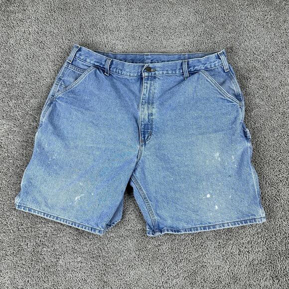Carhartt Shorts Mens 40 Blue Denim Carpenter Workwear Painter Hammer Loop Tools - Picture 1 of 11